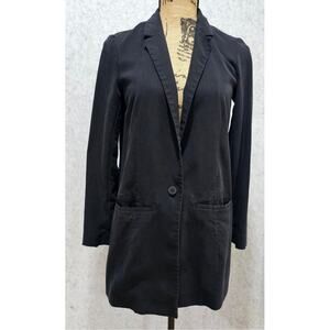 COS One Button Blazer Jacket,  Black, Front Pockets, Womens Sz 4, New